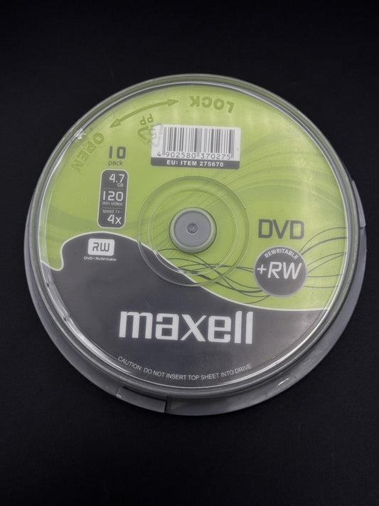 Maxell DVD+RW 10 x Rewritable Blank DVD Discs 4.7GB/120 Min/4x - New & Sealed