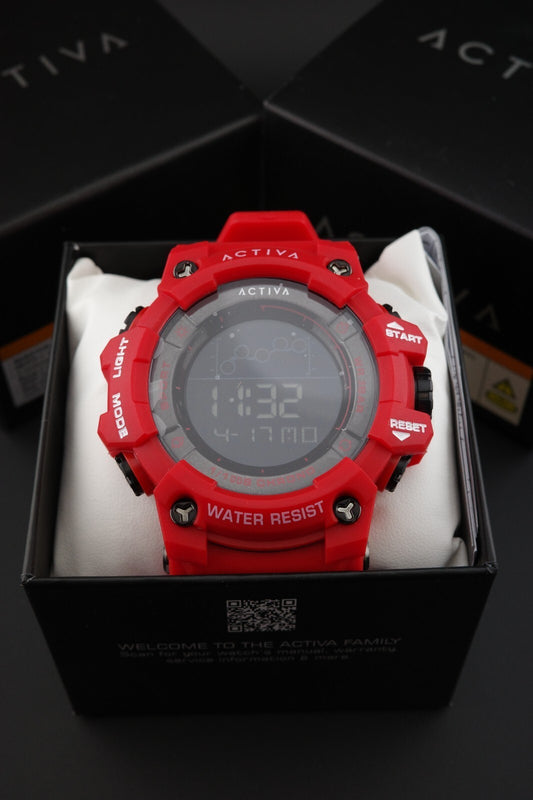 Brand New & Boxed Activa Digital ACW8082-032 Unisex Red Digital Watch 50mm