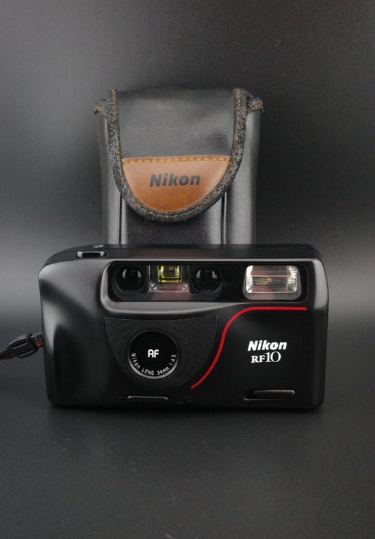 Nikon RF10 Vintage 35mm Film Camera + Batteries and Case - Film Tested & Working