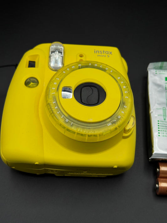 Fujifilm Instax Mini 9 Yellow Instant Camera + Film & Batteries - Working