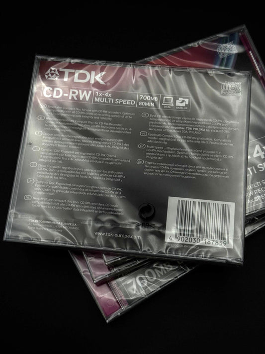 TDK CD-RW 80 1x 4x - 80MIN / 700MB CDRW Blank Discs - Pack of 4 New & Sealed