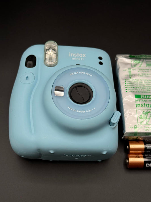 Fujifilm Instax Mini 11 Baby Blue Instant Camera + Film & Batteries - Working