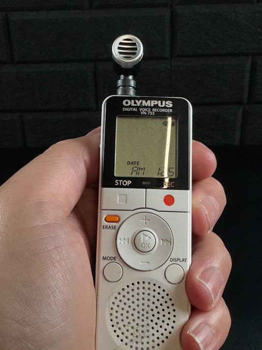 Olympus Digital Voice Recorder VN-755 With External Mic & Batteries - Working