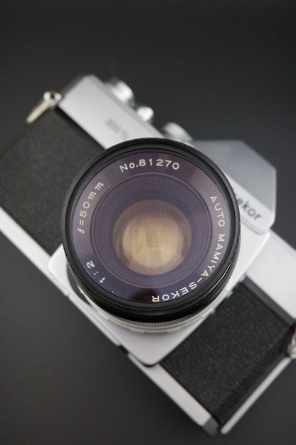 Mamiya/Sekor 500TL 35mm Film Camera +  50mm f/2 Lens Winds, Fires, Faulty Meter