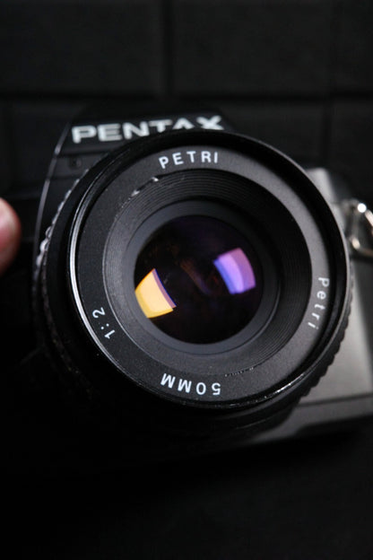 Pentax P30N 35mm Film Camera With Petri 50mm F/2 lens - Faulty Spares or Repair
