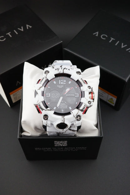Brand New & Boxed - Activa X Invicta ACW8008-003 Men's Digital Watch 49mm White Camouflage
