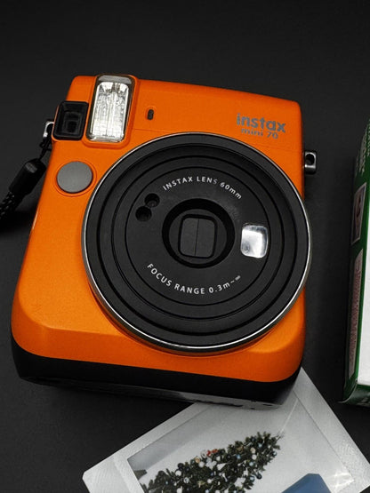 Fujifilm Instax Mini 70 Orange Instant Camera + Batteries & Film (Read Details)