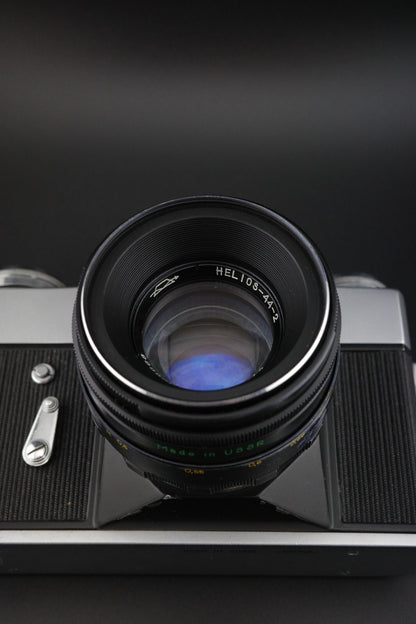 Zenit-B 35mm Film SLR Camera + Helios 44-2 58mm F2 Lens & Case Tested & Working