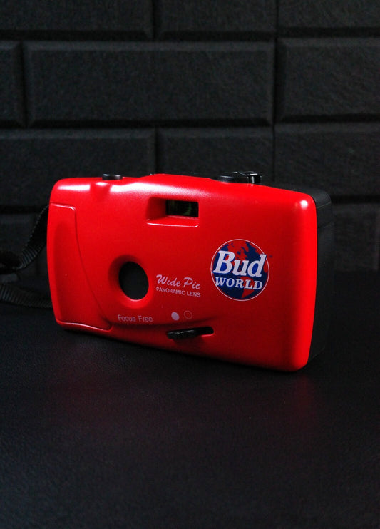 Bud World Panorama Wide Pic Vintage 1990's Red 35mm Camera - Tested & Working