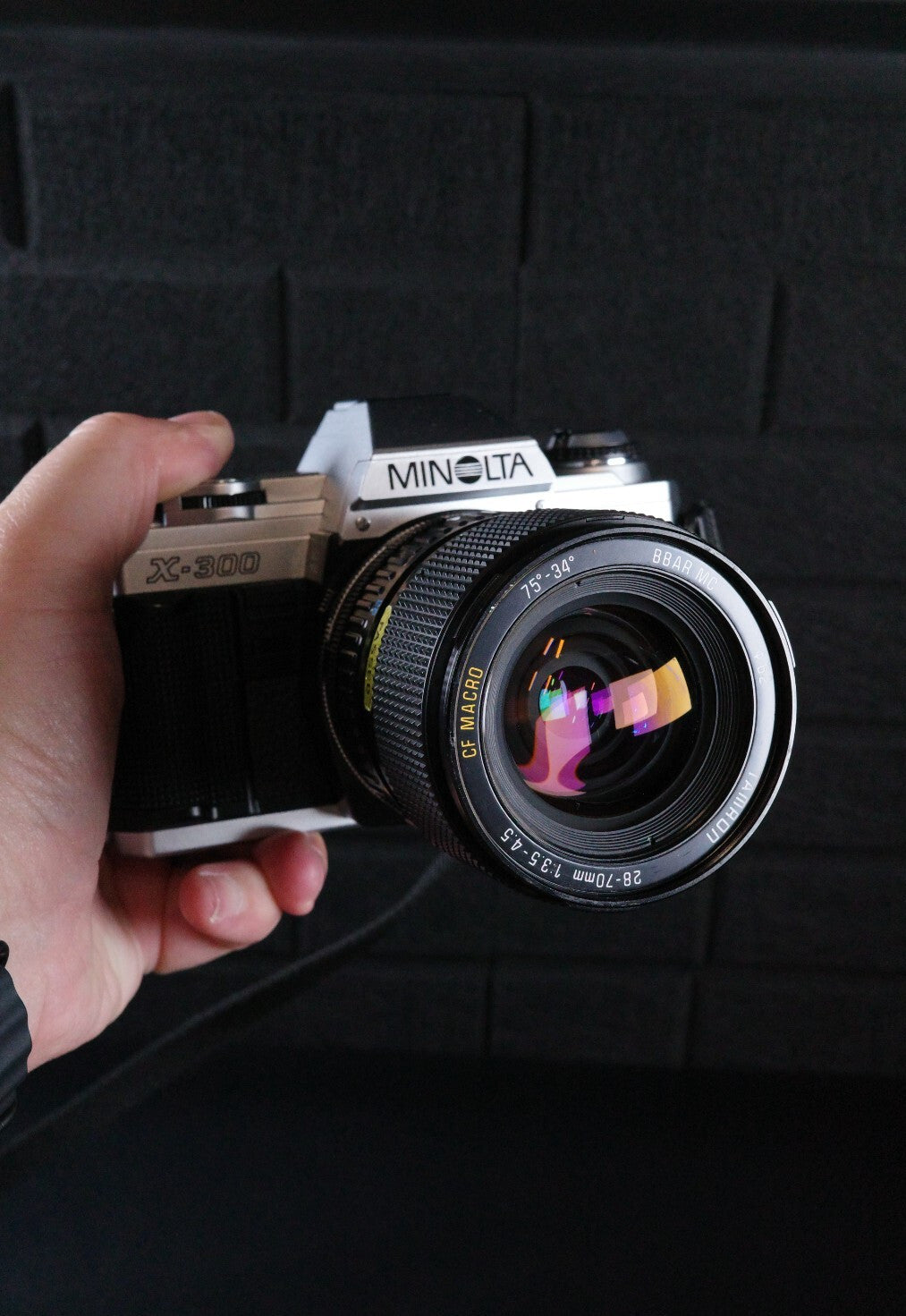 Working Minolta X-300 Vintage 1980's 35mm SLR Film Camera + Tamron 28-70mm Lens