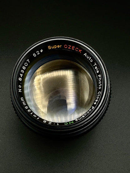 Vintage Super Ozeck Auto MC 1:2 8 135mm Lens Pentax K Mount - Tested & Working