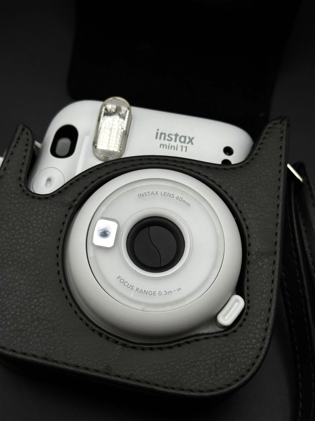 Fujifilm Instax Mini 11 Instant Camera Ice White & Leather Case - Fully Working