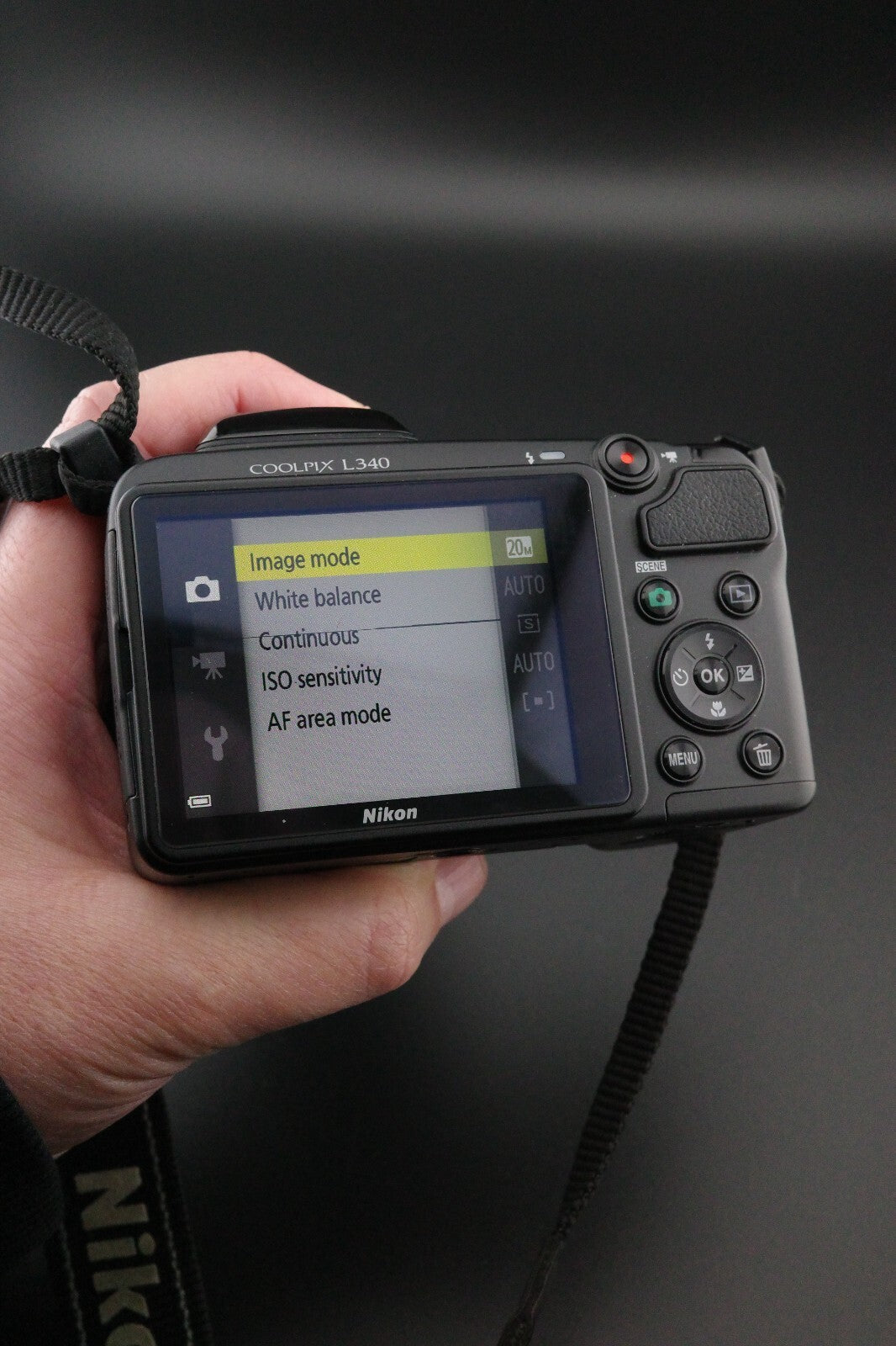 Nikon Coolpix L340 20.2MP 28x Zoom Camera + Card & Bag - Working - Screen Fault