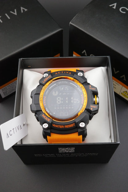 Brand New Activa X Invicta ACW8020-005 Men's Digital Watch 56mm Orange & Black