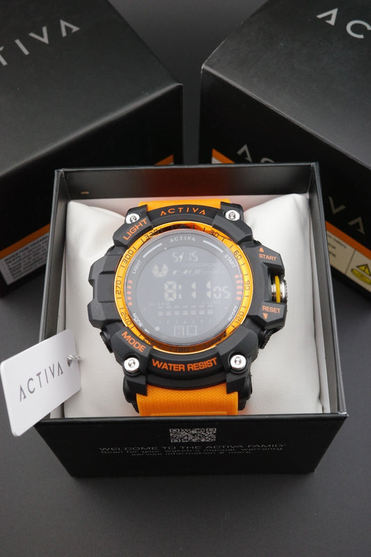 Brand New Activa X Invicta ACW8020-005 Men's Digital Watch 56mm Orange & Black