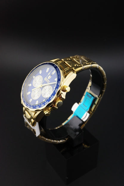 Montres Prestige MPW-0349 Men’s Watch 44mm Gold Blue Dial - Brand New & Boxed
