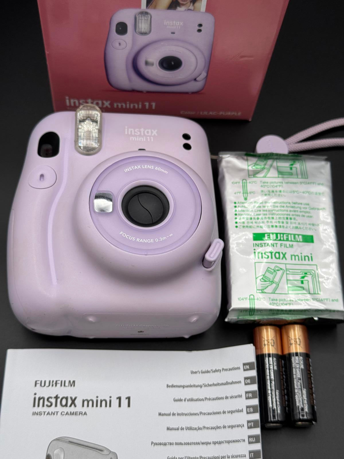Boxed Fujifilm Instax Mini 11 Lilac Instant Camera + Film & Batteries - Working