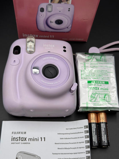 Boxed Fujifilm Instax Mini 11 Lilac Instant Camera + Film & Batteries - Working