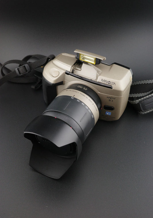 Minolta Vectis S-1 Vintage 1990's APS SLR + 25-150mm Lens - Tested & Working