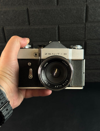 Vintage Zenit-B 35mm SLR Camera + Auto Flex 2.8 50mm Lens - Tested & Working