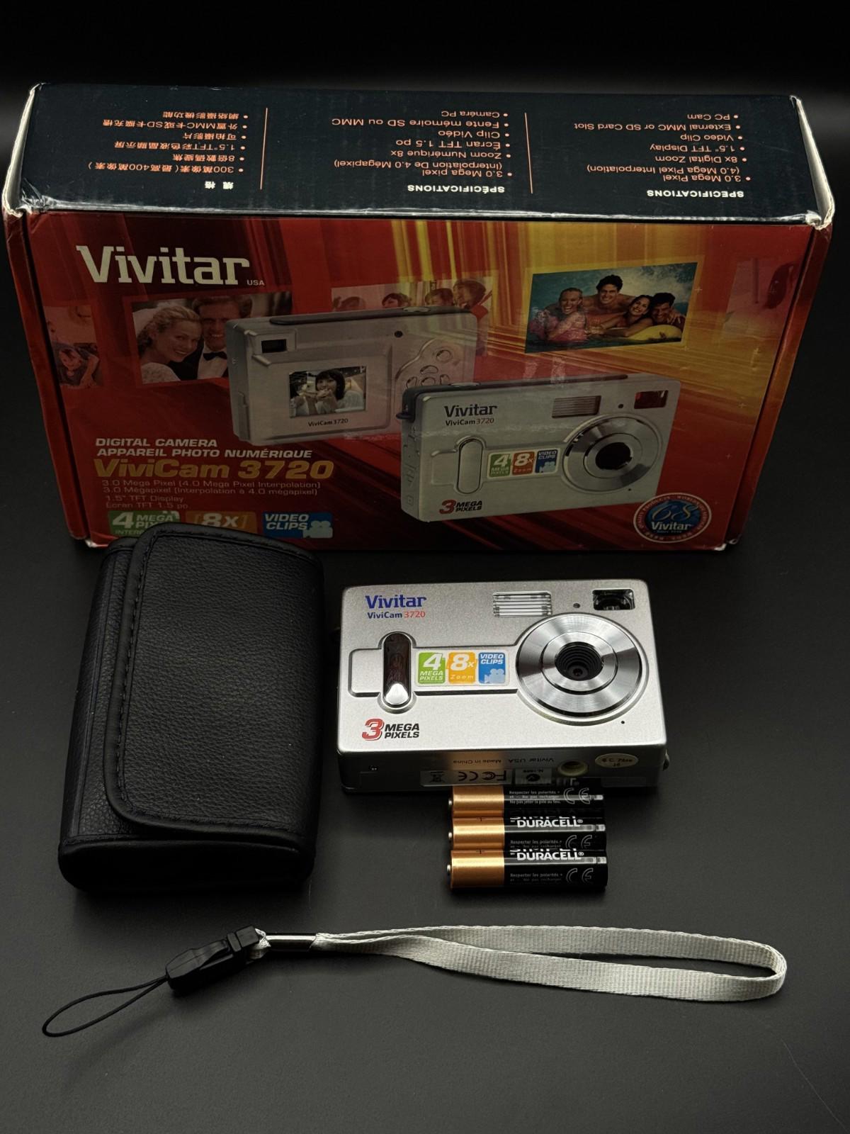 Vivitar Vivicam 3720 3MP Digital Camera + Box, Case & Batteries - Fully Working