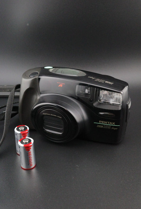 Pentax Zoom 105 Vintage 35mm Film Camera + Batteries - Film Tested & Working