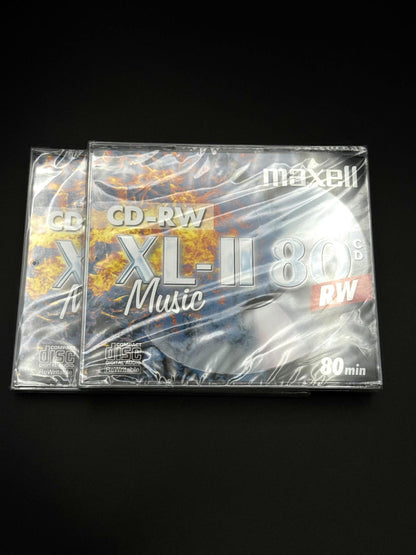 2 Genuine Maxell CD-RW 80 XL-II Rewritable Discs - New & Sealed