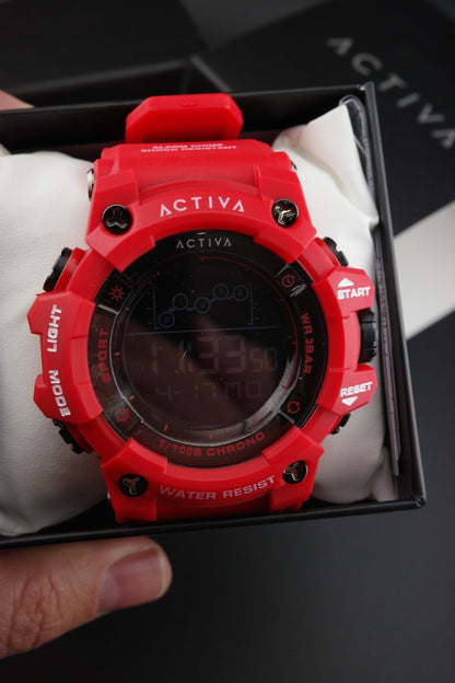 Brand New & Boxed Activa Digital ACW8082-032 Unisex Red Digital Watch 50mm