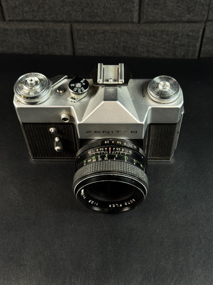 Vintage Zenit-B 35mm SLR Camera + Auto Flex 2.8 50mm Lens - Tested & Working
