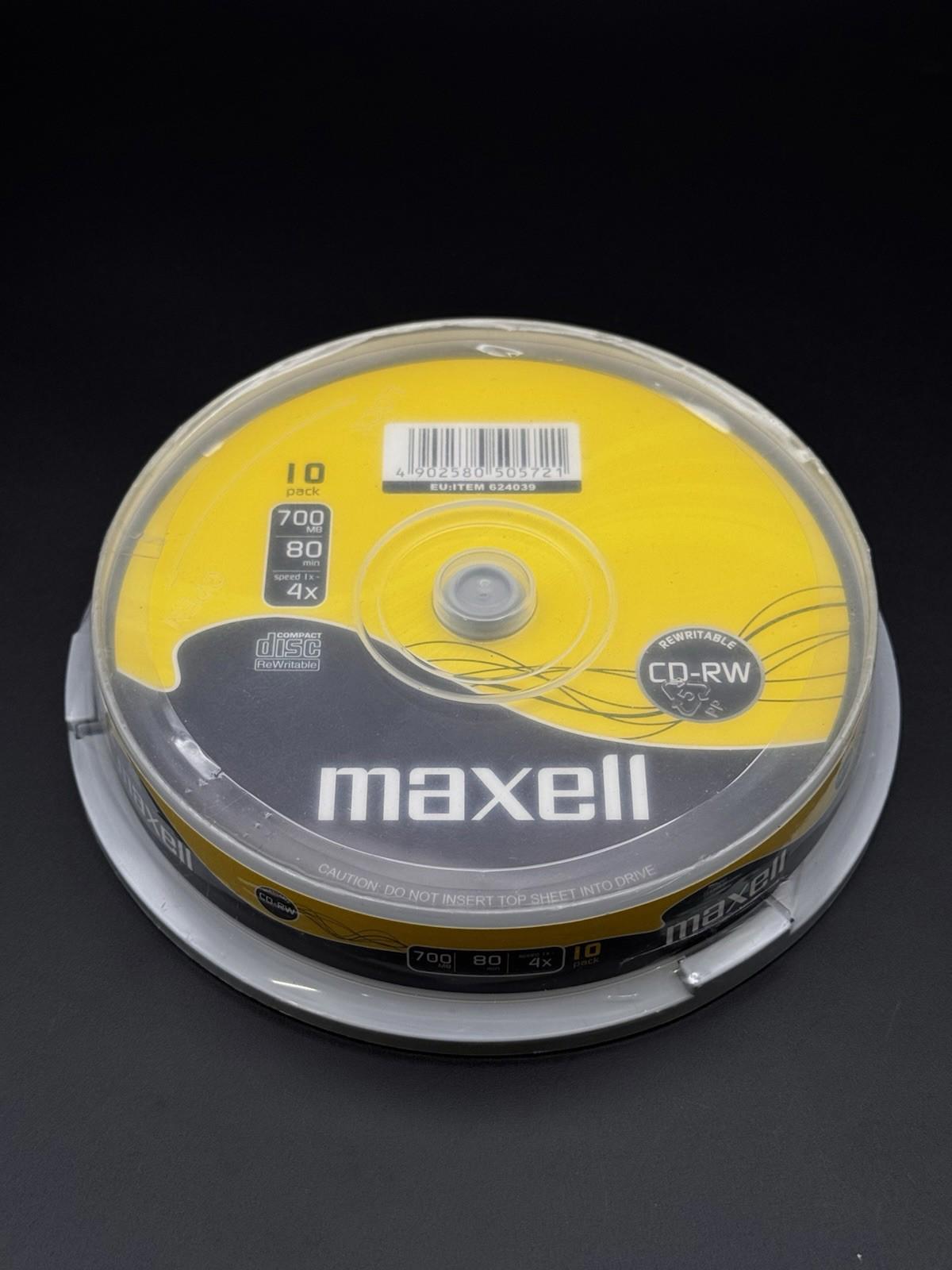Maxell CD-RW80 - 10 Pack Spindle Rewritable Discs 700MB 80mins - New & Sealed