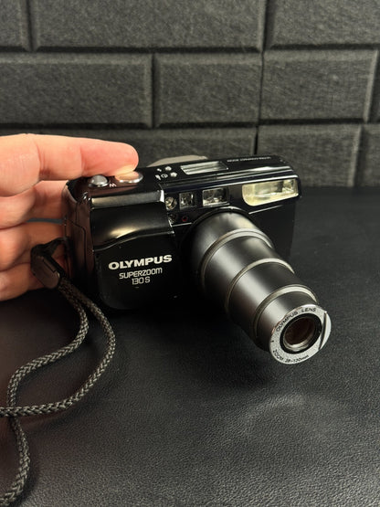 Olympus Superzoom 130 S 35mm Point & Shoot Compact Film Camera Tested & Working