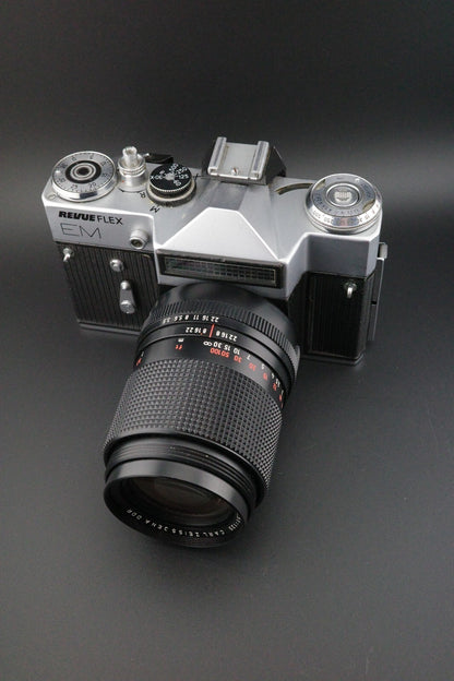 Revueflex EM Vintage 35mm SLR + Carl Zeiss Jena 135mm f3.5 Film Tested & Working