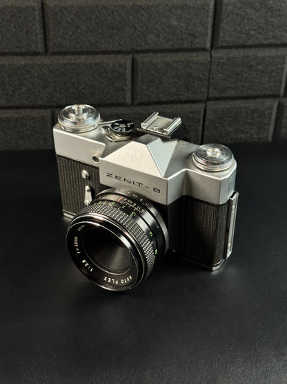 Vintage Zenit-B 35mm SLR Camera + Auto Flex 2.8 50mm Lens - Tested & Working