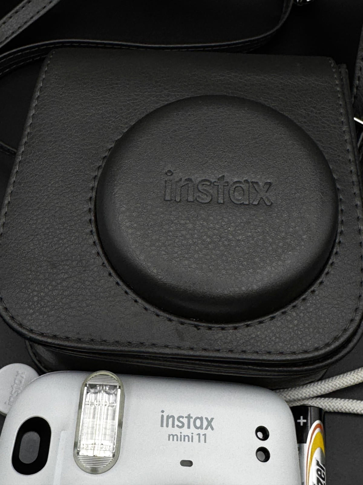 Fujifilm Instax Mini 11 Instant Camera Ice White & Leather Case - Fully Working