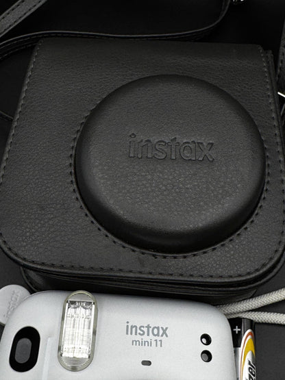Fujifilm Instax Mini 11 Instant Camera Ice White & Leather Case - Fully Working