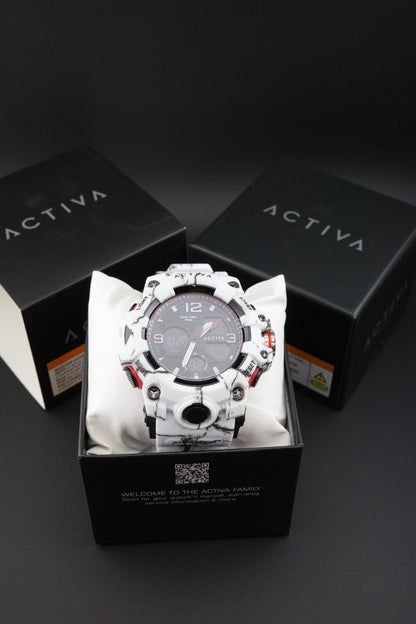 Brand New & Boxed - Activa X Invicta ACW8008-003 Men's Digital Watch 49mm White Camouflage