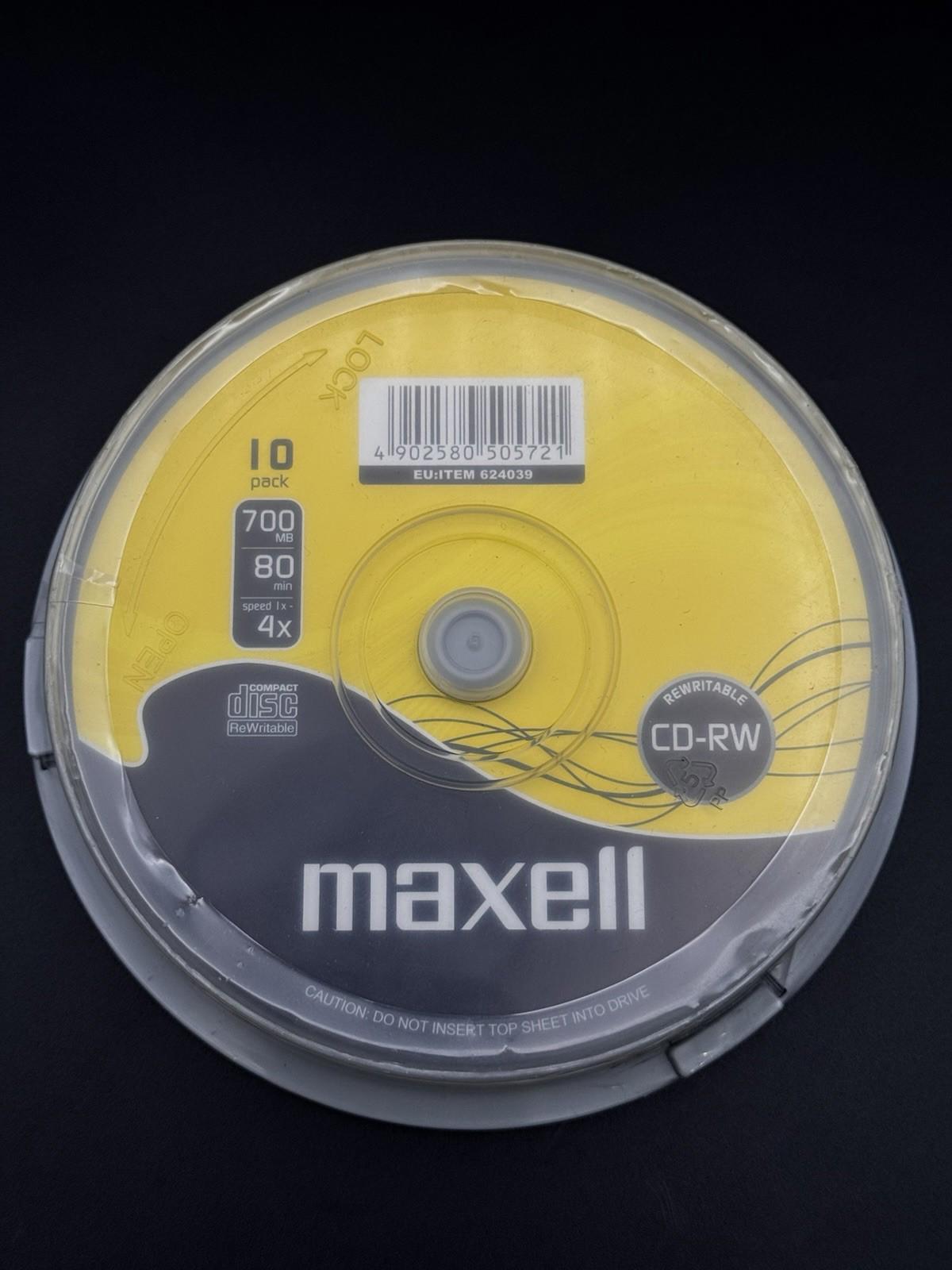 Maxell CD-RW80 - 10 Pack Spindle Rewritable Discs 700MB 80mins - New & Sealed