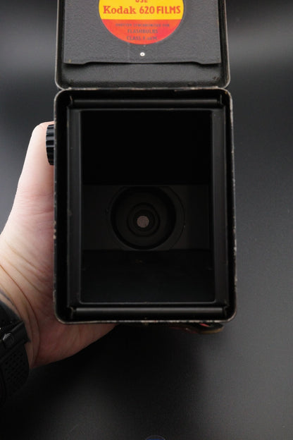Kodak Six-20 Brownie Model D Vintage 1950's 620 Film Camera + Case - Working