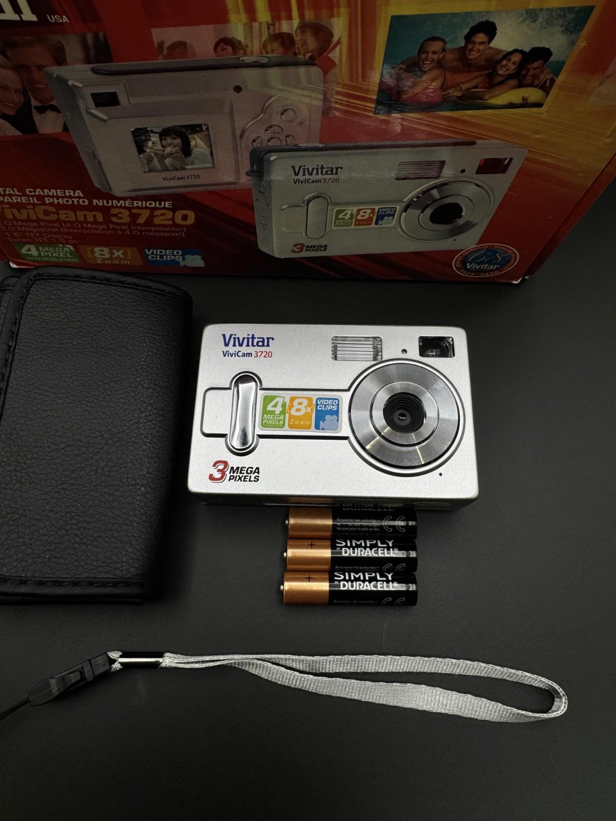 Vivitar Vivicam 3720 3MP Digital Camera + Box, Case & Batteries - Fully Working