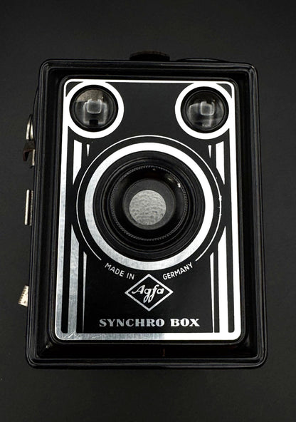 Vintage 1950s Agfa Synchro Box 120 Film Camera With Art Deco Design - Working