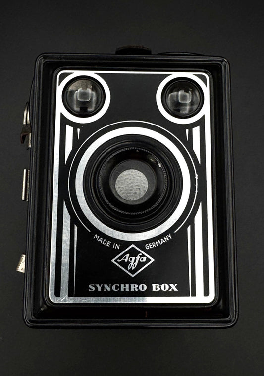 Vintage 1950s Agfa Synchro Box 120 Film Camera With Art Deco Design - Working