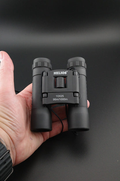 Helios 10 x 25 Compact Travel Binoculars and Case - 96M-1000M