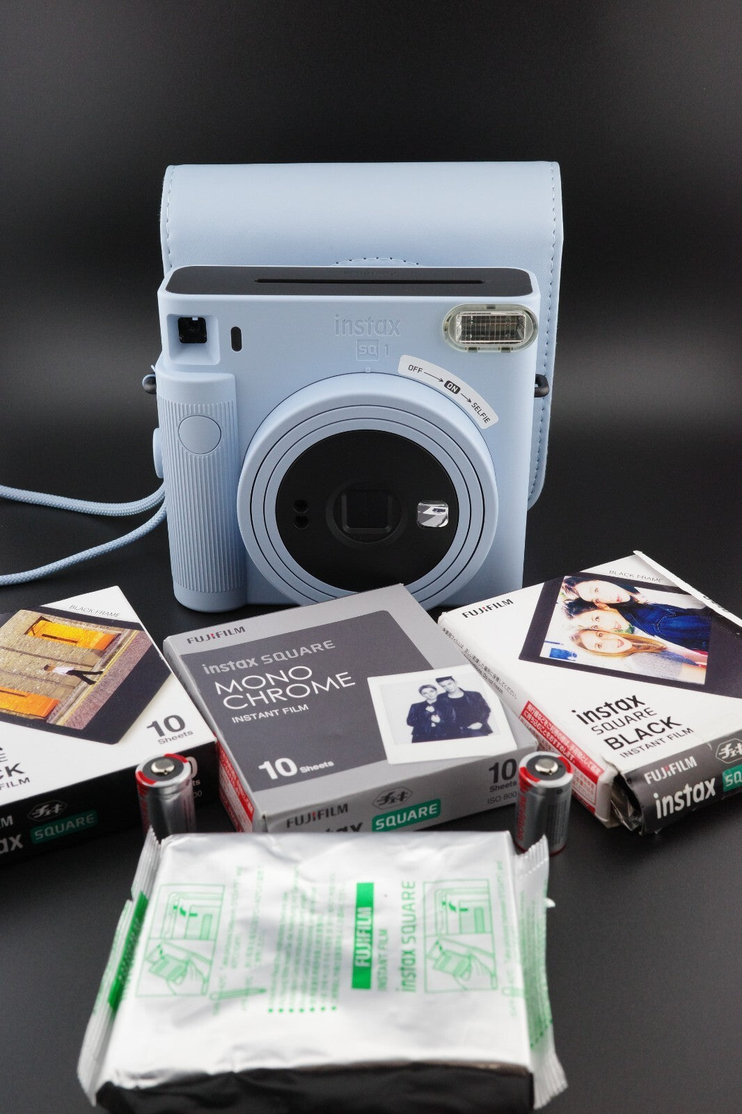 Fujifilm Instax Square SQ1 Instant Camera Glacier Blue + 4 Film Packs and Case