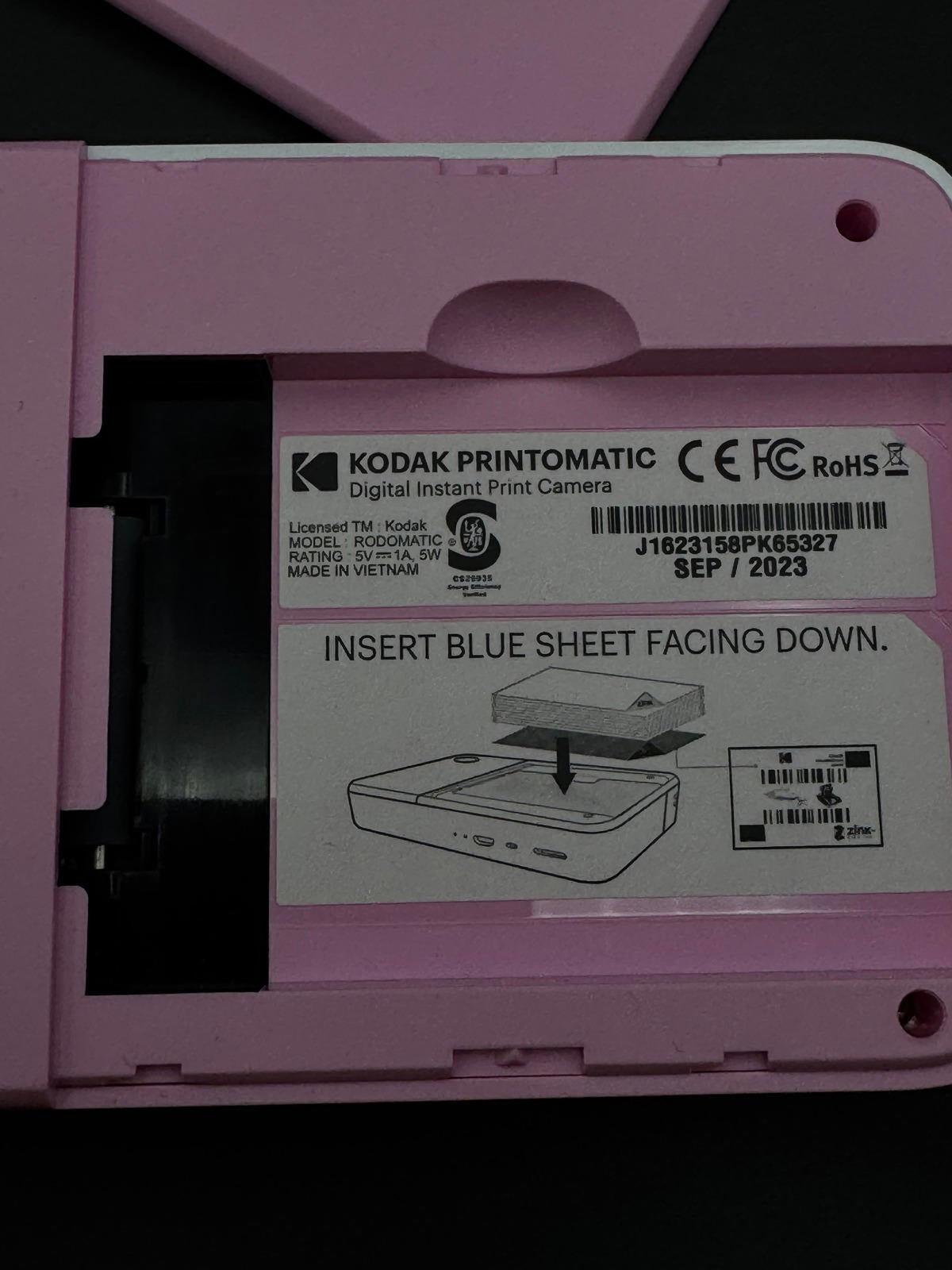 Kodak Printomatic Camera Pink/White Instant Camera + 20 Film Sheets - Working