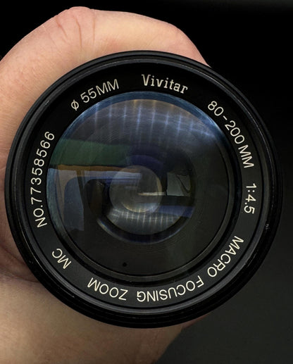 Vivitar 80-200mm f/4.5 MC Tele-Macro-Zoom Lens Canon FD Mount - Tested & Working