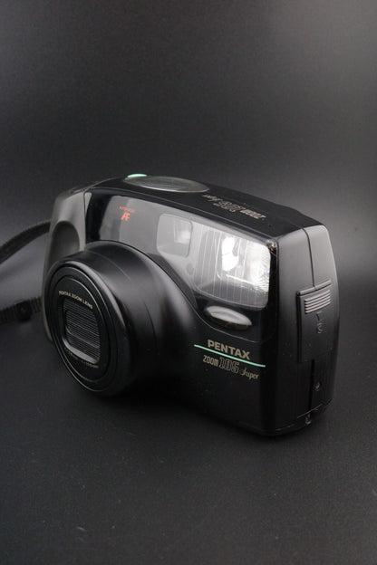 Pentax Zoom 105 Vintage 35mm Film Camera + Batteries - Film Tested & Working