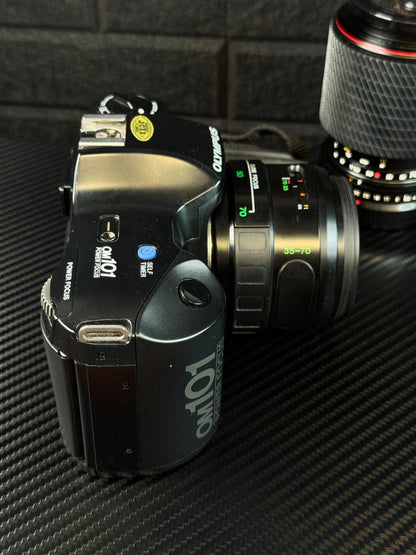 Olympus OM101 35mm Film Camera & 2 Lens Bundle - Working (Read Details) L405