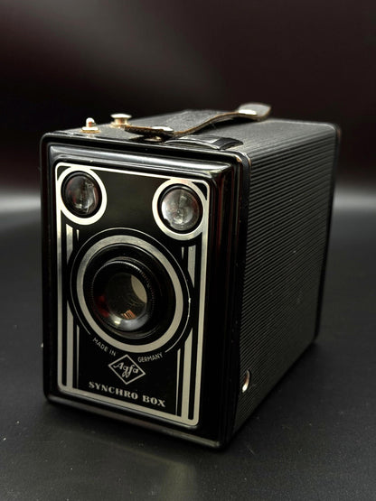 Vintage 1950s Agfa Synchro Box 120 Film Camera With Art Deco Design - Working