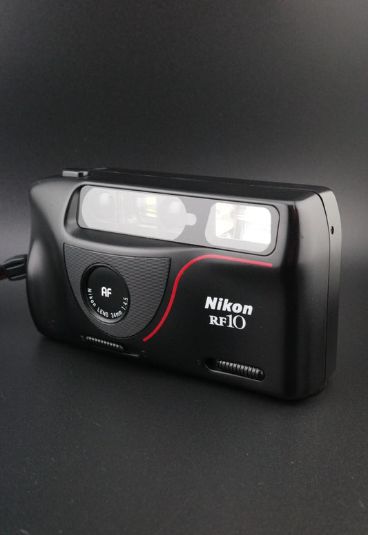 Nikon RF10 Vintage 35mm Film Camera + Batteries and Case - Film Tested & Working