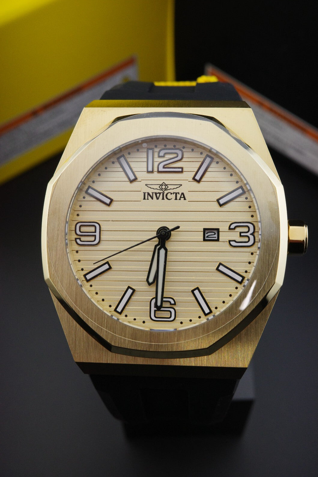 Brand New & Boxed Invicta Huracan 45775 Men’s Watch 48mm Black Gold Dial